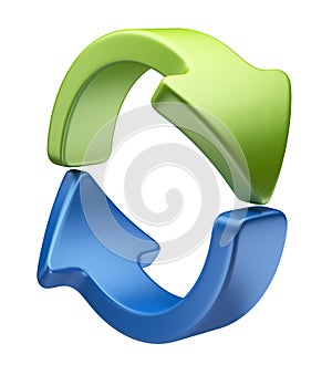 Arrows icon 3D. Recycle symbol isolated