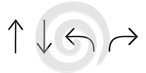 Arrows icon. Pointer directional up, down, lefth, rigth set symbol. Option way vector