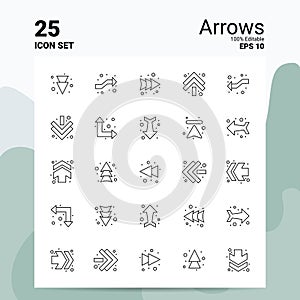 25 Arrows Icon Set. 100% Editable EPS 10 Files. Business Logo Concept Ideas Line icon design
