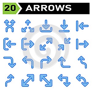 Arrows icon set include arrow, arrows, right, direction, arrow right, up, arrow up, down, arrow down, left, arrow left, transfer,