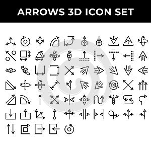 Arrows icon set include orientation,rotate,triple,angle,turning,increase,square,triangle,rotate,distance,cross,decrease,axis,