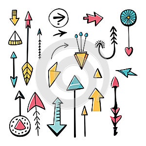 Arrows icon set isolated pointer vector art design elements on white background