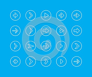 Thin line set of arrow icon