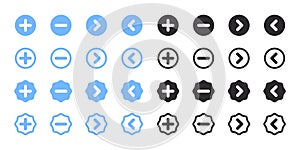 Arrows icons set. Blue and black arrows icons. Vector scalable graphics