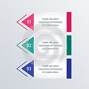 Arrows infographics template design. Business concept infograph with 3 options, steps, or processes. Vector visualization can be