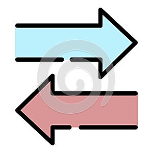 Arrows left and right icon color outline vector