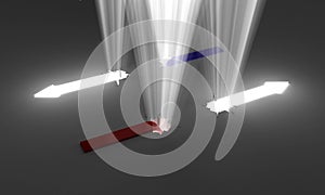 Arrows and light, conceptual image.