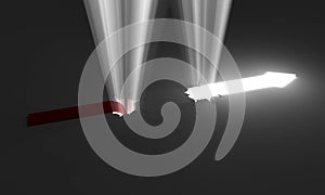 Arrows and light, conceptual image.