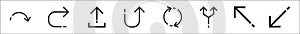 Arrows line icons. linear set. quality vector line set such as diagonal arrow, diagonal arrow, junction, synchronizing, returning