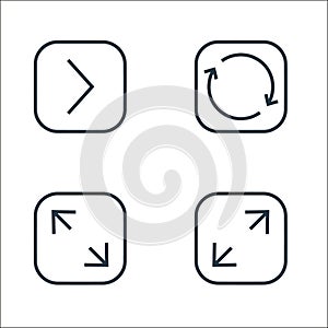 arrows line icons. linear set. quality vector line set such as expand, maximize, synchronize