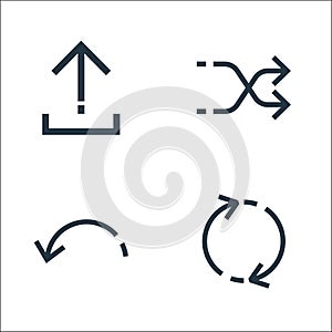 Arrows line icons. linear set. quality vector line set such as synchronizing, return, shuffle arrows