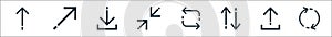 Arrows line icons. linear set. quality vector line set such as synchronizing, upload file, up down, refresh, shrink, direct