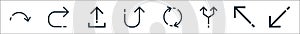 Arrows line icons. linear set. quality vector line set such as diagonal arrow, diagonal arrow, junction, synchronizing, returning