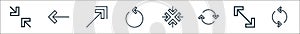 arrows line icons. linear set. quality vector line set such as refresh, scale, refresh, minimize, refresh, diagonal arrow, left