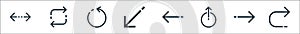 Arrows line icons. linear set. quality vector line set such as returning, right arrow, uploading, left arrow, diagonal arrow,