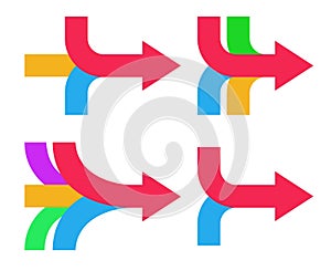 Arrows merging icons