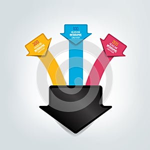 Arrows merging into one point. Infographics chart  scheme