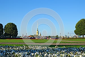 With the arrows AT the Peter and Paul fortress on Vasilevsky isl