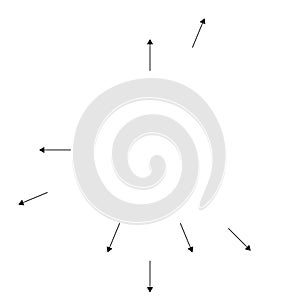 Arrows pointing outwards for dilation, bulge, distend concepts