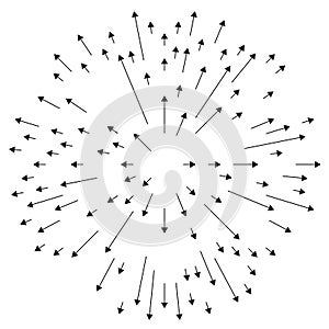 Arrows pointing outwards for dilation, bulge, distend concepts