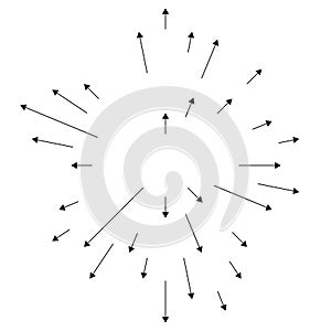 Arrows pointing outwards for dilation, bulge, distend concepts