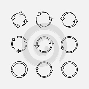 Arrows refresh, recycling icon. Vector illustration, flat design