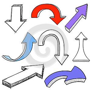 Arrows. Set of black and colored decorative signs