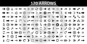 Arrows set of 170 black icons. Arrow icon. Arrow vector collection. Arrow. Cursor. Modern simple arrows. Vector illustration