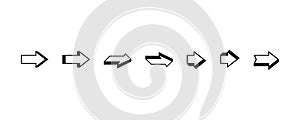 Arrows set in a simple style in black on a white background. Arrow icons. Arrows symbol in different styles