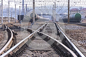 Arrows that switch the movement of the train to different tracks on the railway.