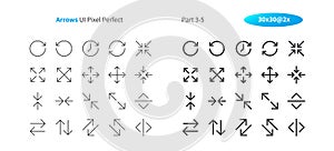 Arrows UI Pixel Perfect Well-crafted Vector Thin Line And Solid Icons 30 2x Grid for Web Graphics and Apps.