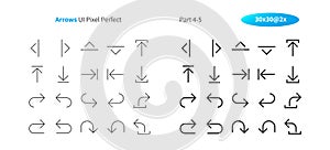 Arrows UI Pixel Perfect Well-crafted Vector Thin Line And Solid Icons 30 2x Grid for Web Graphics and Apps.