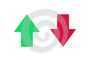 Arrows up and down. Red arrow pointer green indicating direction