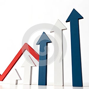 Arrows up statistic isolated on white background photo