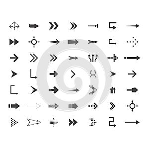 Arrows vector collection with elegant style and black color. 49 arow icons set