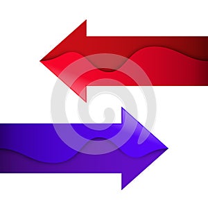 Arrows with wave, red and purple, vector