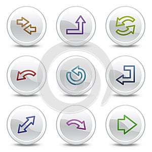 Arrows web colour icons, white circle buttons