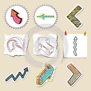 Arrows web icons set. Hand drawn and isolated