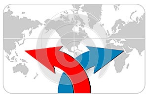 Arrows with world map