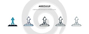 Arrowup icon in different style vector illustration. two colored and black arrowup vector icons designed in filled, outline, line photo