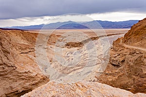 Arroyo into Badwater Basin Death Valley NP CA USA photo