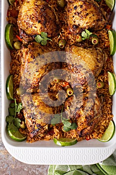 Arroz con Pollo, seared chicken with spanish rice