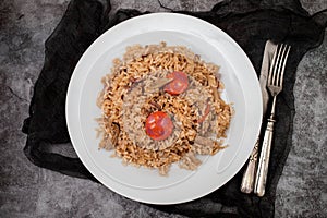 Arroz de pato duck rice is a traditional recipe from Portugal