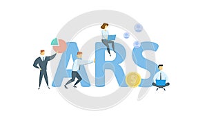 ARS, Auction Rate Securities. Concept with keyword, people and icons. Flat vector illustration. Isolated on white. photo