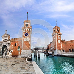 arsenal building and water channel in venice