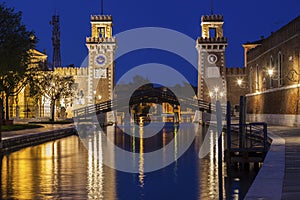 Arsenal Buildings and bridge in Venice photo