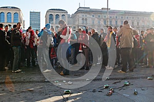 Arsenal London fans preparing for football match