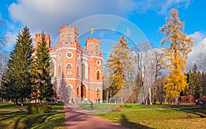 Arsenal Pavilion in the Alexander Park, Tsarskoe Selo, Russia. Summer residence of Russian Emperors