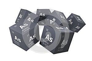 Arsenic, 3D rendering of symbols of the elements of the periodic table