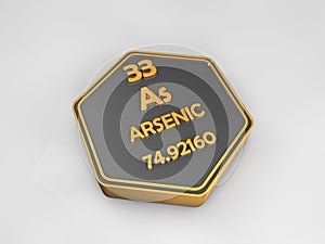 Arsenic - Ar - chemical element periodic table hexagonal shape